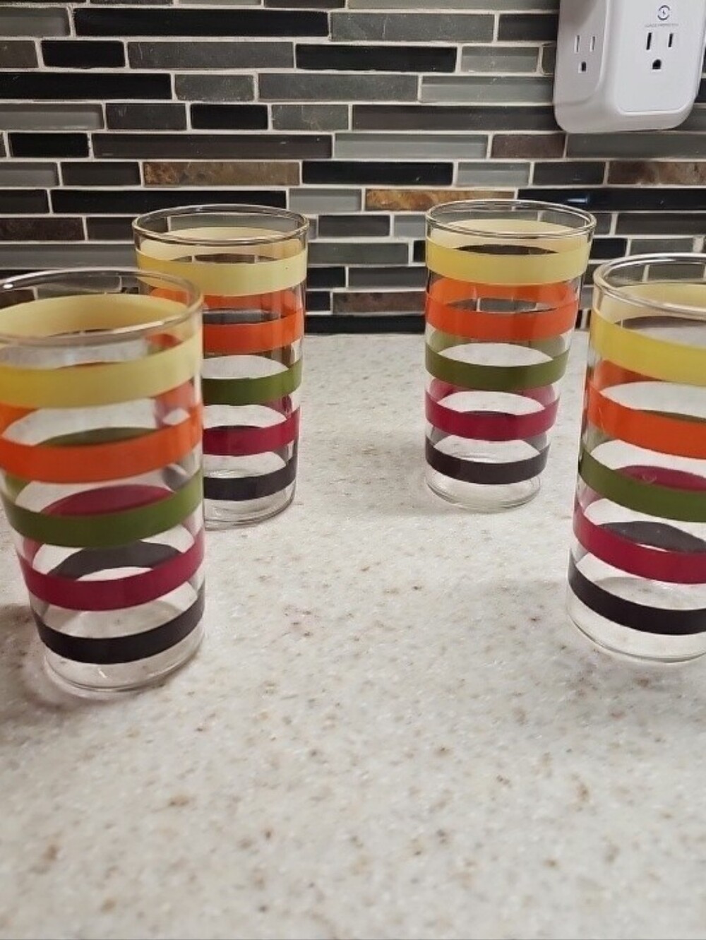 Set Of 4 Vintage Anchor Hocking Fiesta Tumbler Glasses Set